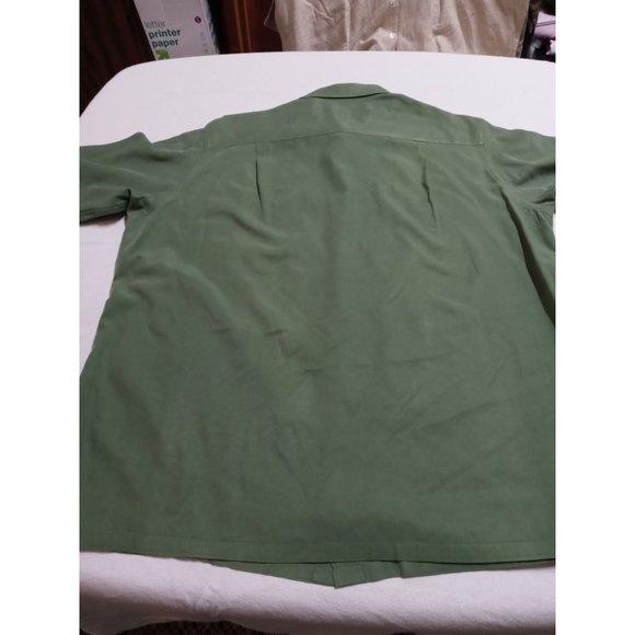 Silk clubroom men's button up short sleeve search Olive color XL - Picture 4 of 4